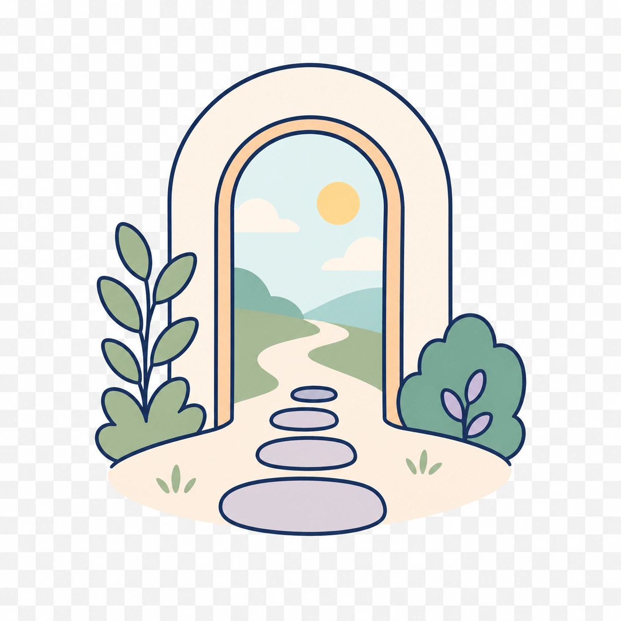 Illustration eines Weges durch einen Bogen als Symbol für ruhigere Übergänge