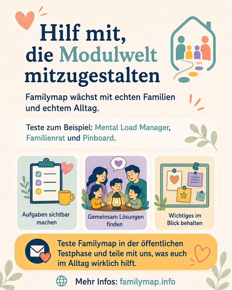 Familymap Testphase: Hilf mit, die Modulwelt mitzugestalten